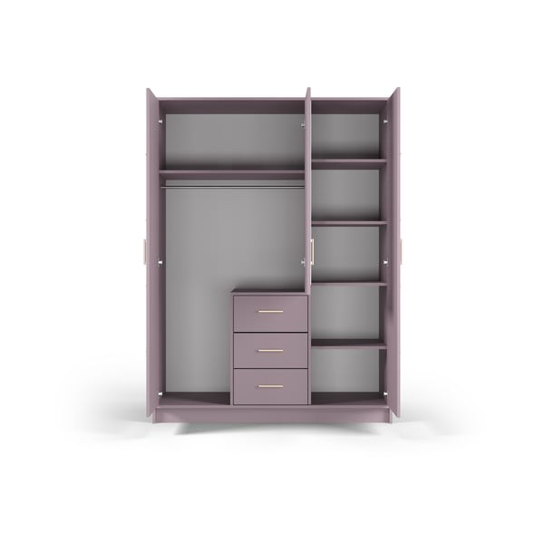 Rózsaszín ruhásszekrény tükörrel 147x200 cm Burren - Cosmopolitan Design-image-4