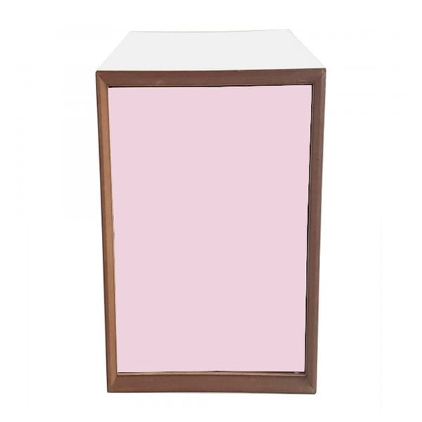 PIXEL kocka polcokkal, fehér kerettel és rózsaszín ajtóval, 40 x 80 cm - Ragaba