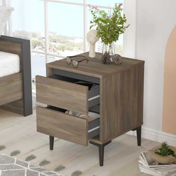 Barna éjjeliszekrény Elegance – Kalune Design-image-3