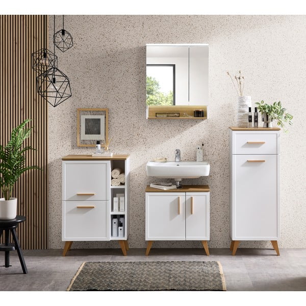 Fehér alacsony-fali fürdőszoba szekrény 77x60 cm Quickset 383 – Pelipal-image-4