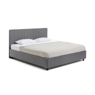 Szürke kárpitozott ágyneműtartós franciaágy ágyráccsal 180x200 cm Myra Slim Line – Bonami Selection