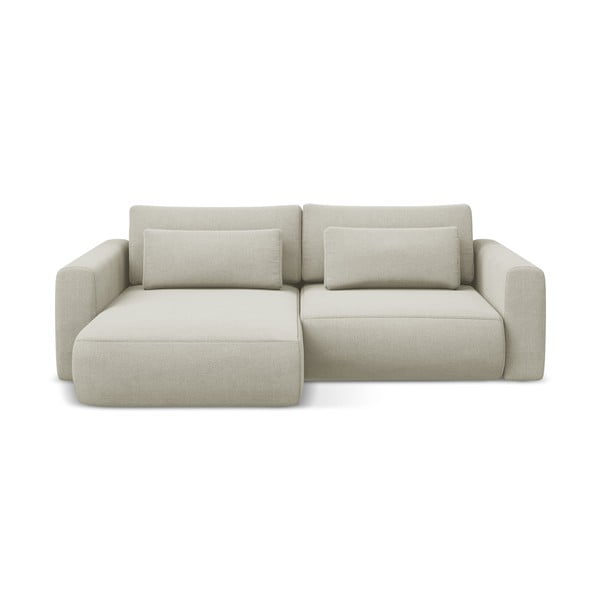 Bézs kinyitható-tárolóhelyes sarokkanapé (bal oldali-heverő résszel) Kapua – Makamii