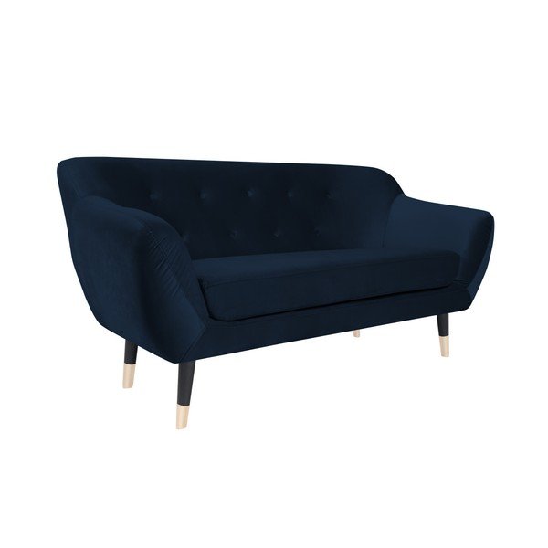 Amelie sötétkék kanapé fekete lábakkal, 158 cm - Mazzini Sofas-image-2