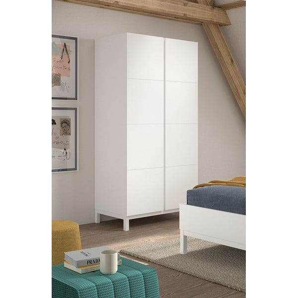 Fehér gyerek ruhásszekrény 99x196x58 cm Eva – Vipack-image-1