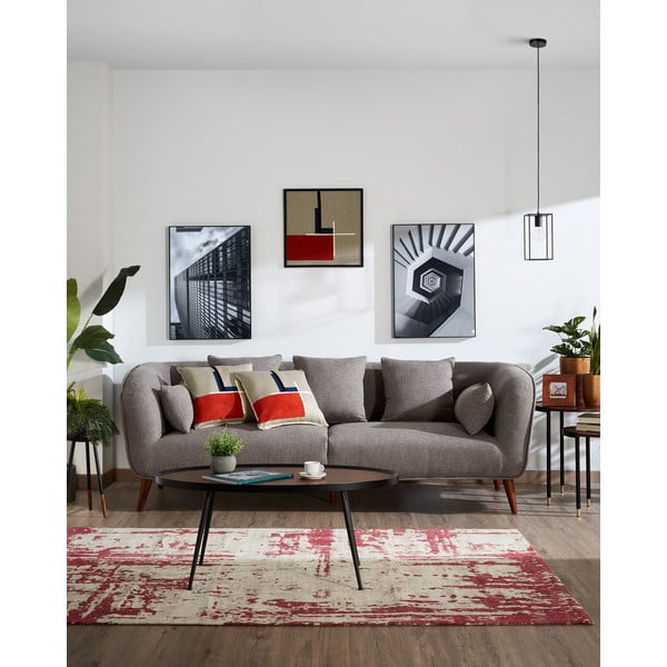 Kamelia fekete dohányzóasztal diófa dekoros asztallappal - Kave Home-image-2