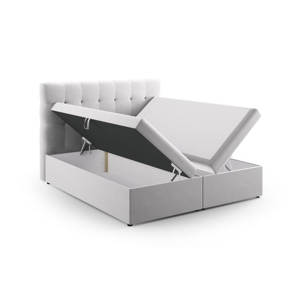 Világosszürke boxspring ágy tárolóhellyel 160x200 cm Bali – Cosmopolitan Design-image-3
