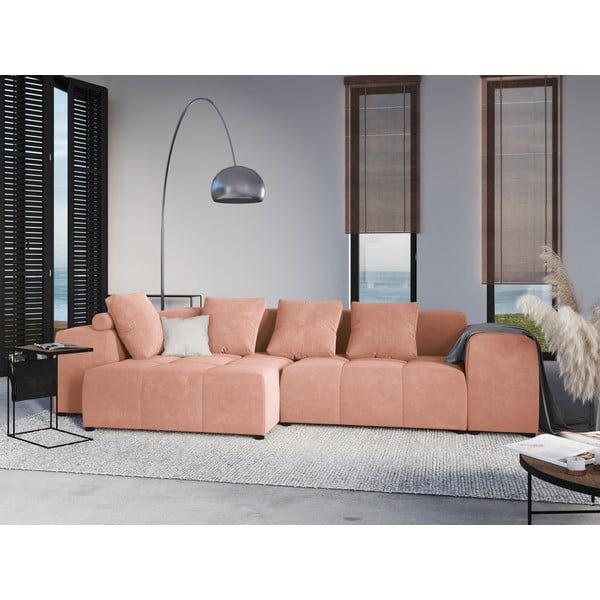 Rózsaszín bársony párna moduláris kanapéhoz Rome Velvet - Cosmopolitan Design-image-4