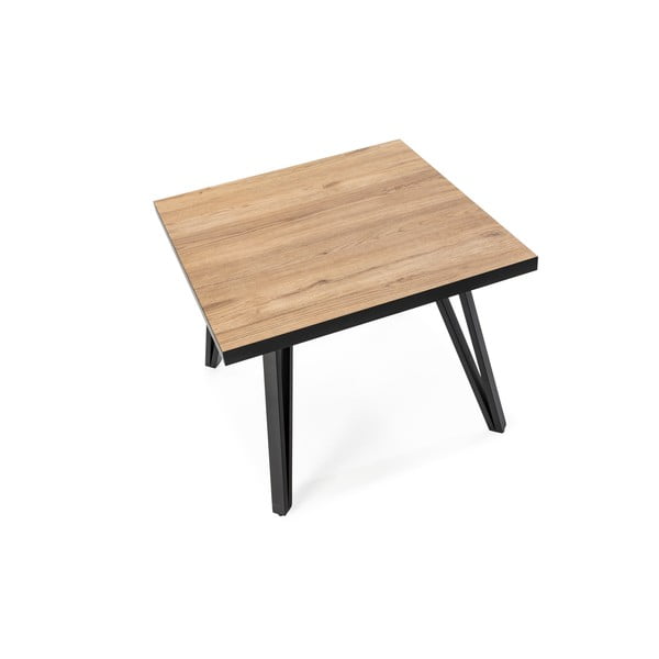 Fekete-natúr színű dohányzóasztal tölgyfa dekoros asztallappal 60x60 cm Sindi – Marckeric-image-3