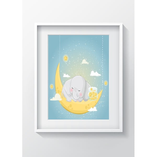 Elephant Sleeping On The Moon falikép, 24 x 29 cm - OYO Kids