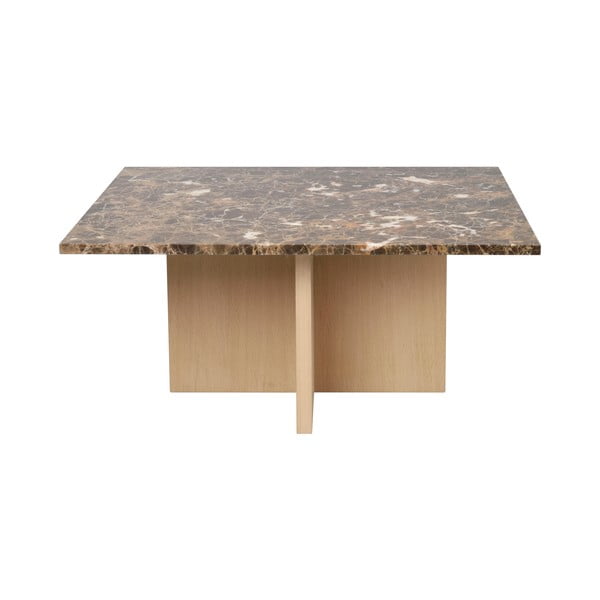 Barna-natúr színű márvány dohányzóasztal 90x90 cm Brooksville - Rowico-image-3