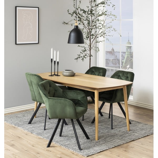 Zöld kárpitozott karfás étkezőfotel Lola – Actona-image-1