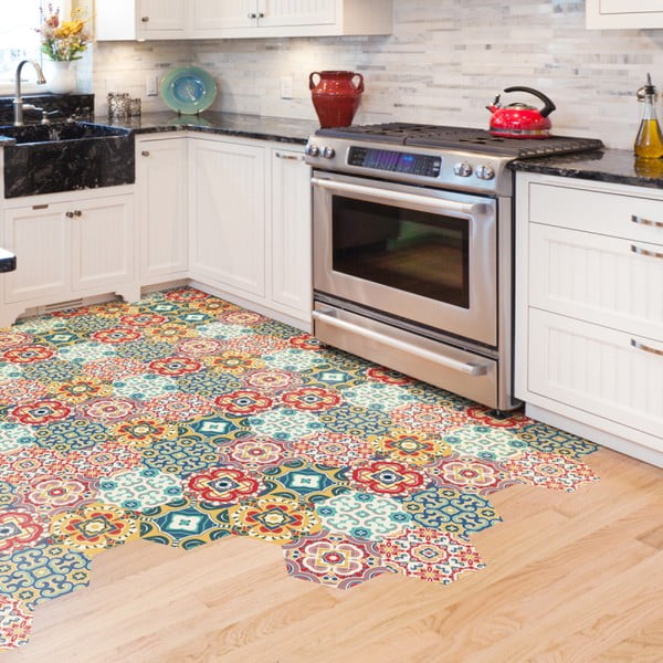 Floor Stickers Hexagons Lorena 10 db-os padlómatrica szett, 40 x 90 cm - Ambiance-image-3