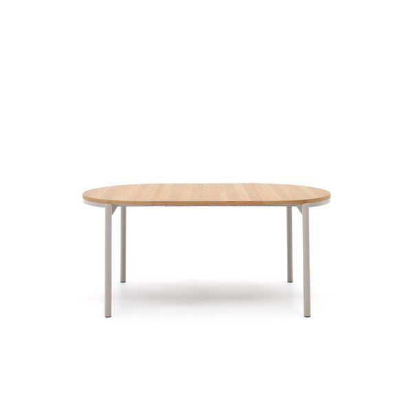 Natúr színű kerek bővíthető étkezőasztal tölgyfa dekoros asztallappal ø 90 cm Montuiri – Kave Home-image-3