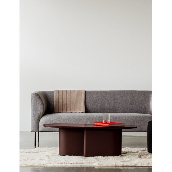 Borvörös dohányzóasztal tölgyfa dekoros asztallappal 50x115 cm Looi – noo.ma-image-1