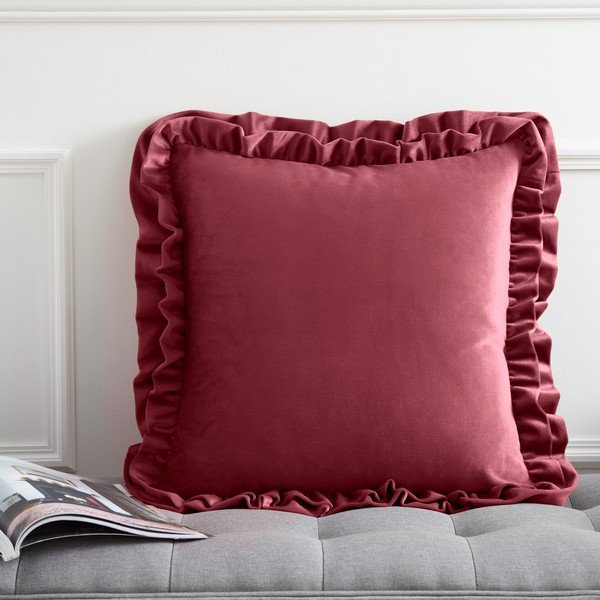 Bársony díszpárna 43x43 cm Velvet Double Frill – Catherine Lansfield-image-1