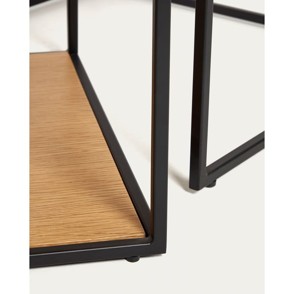 Natúr színű kerek dohányzóasztal szett tölgyfa dekoros asztallappal, 2 db-os 50x100 cm Yoana – Kave Home-image-2