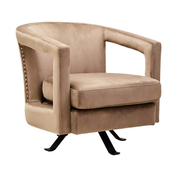 Világosbarna forgó bársony fotel Hestia – Premier Housewares
