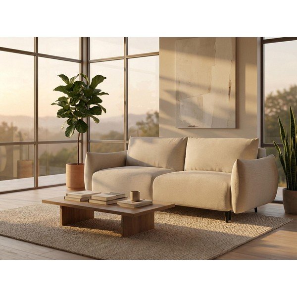 Bézs sarokkanapé (jobb oldali) Malie – Makamii-image-1