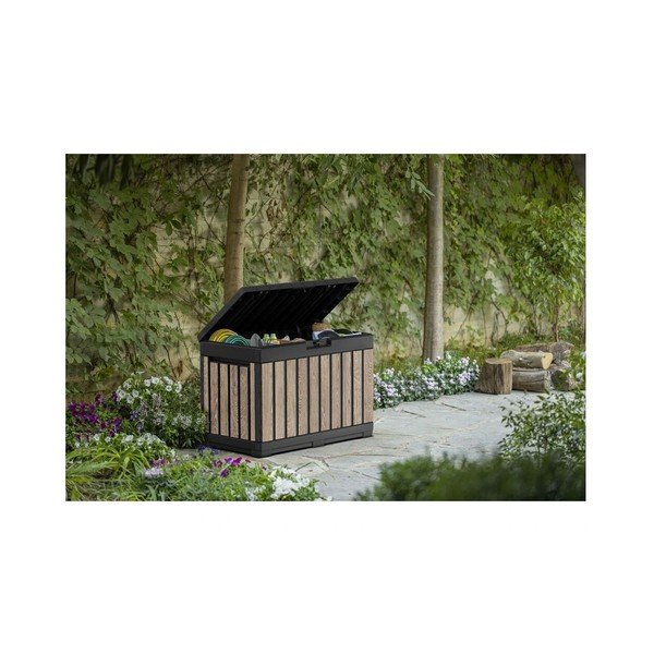 Fekete-világos natúr színű műanyag kerti tárolódoboz Deco Kentwood Ashwood – Keter-image-3