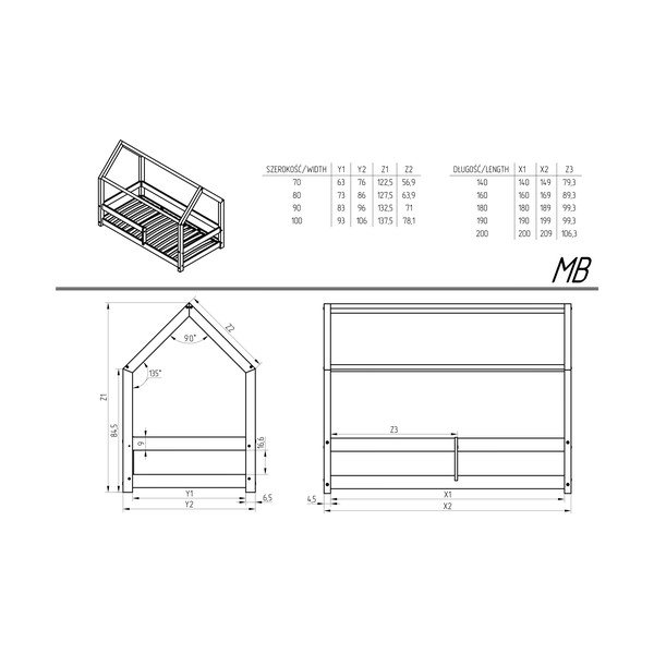 Fenyőfa házikó gyerekágy 70x160 cm Mila MB - Adeko-image-3