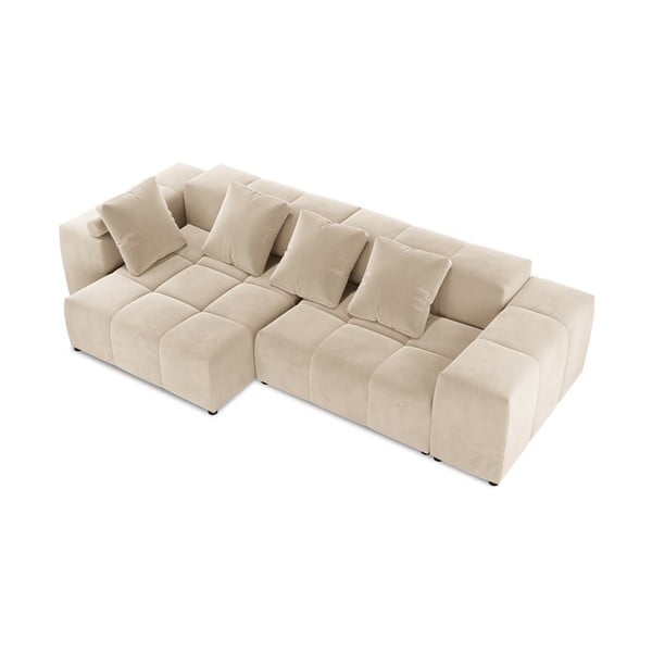 Bézs bársony sarokkanapé (variálható) Rome Velvet - Cosmopolitan Design-image-3