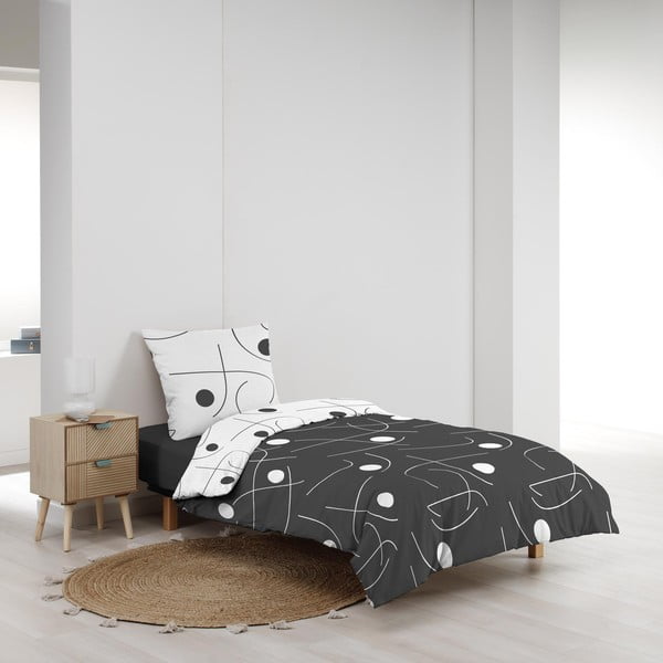 Fehér-sötétszürke egyszemélyes mikroszálas ágyneműhuzat 140x200 cm Sonate – douceur d'intérieur-image-1