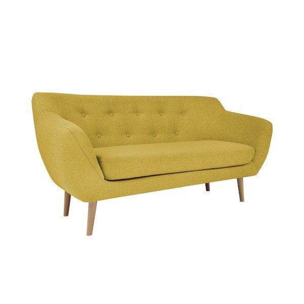 Sicile sárga 2 személyes kanapé világos lábakkal - Mazzini Sofas-image-3