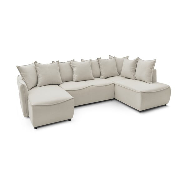 Krémszínű kinyitható sarokkanapé (jobb oldali) Leon – Bobochic Paris-image-4
