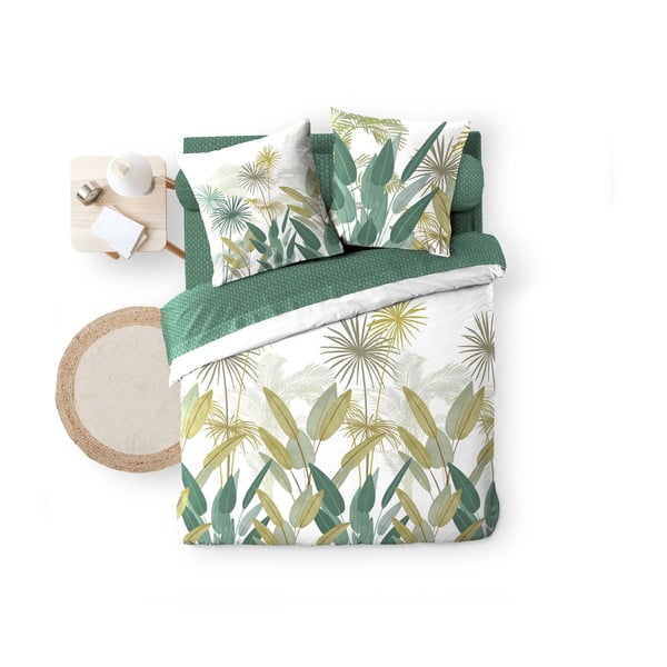 Fehér-zöld kétszemélyes-hosszabbított pamut ágyneműhuzat lepedővel-hatrészes 240x220 cm Otika – douceur d'intérieur-image-3