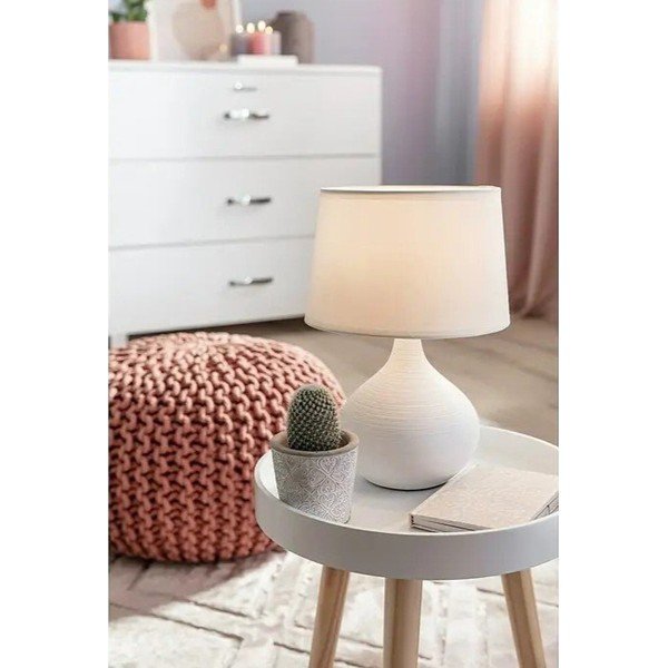 Martin fehér kerámia-szövet asztali lámpa, magasság 29 cm - Reality-image-1
