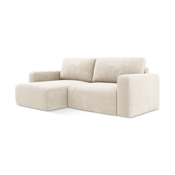 Krémszínű zsenília kinyitható-tárolóhelyes sarokkanapé (bal oldali-heverő résszel) Kona – Makamii-image-2