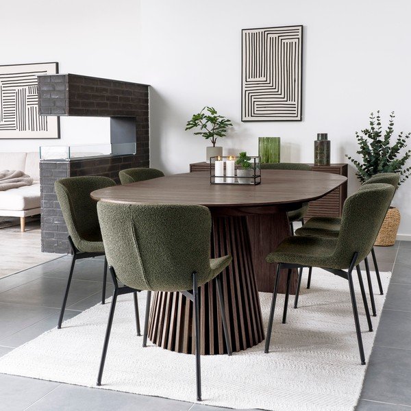 Kerek bővíthető étkezőasztal tölgyfa dekoros asztallappal ø 120 cm Osaka – House Nordic-image-1