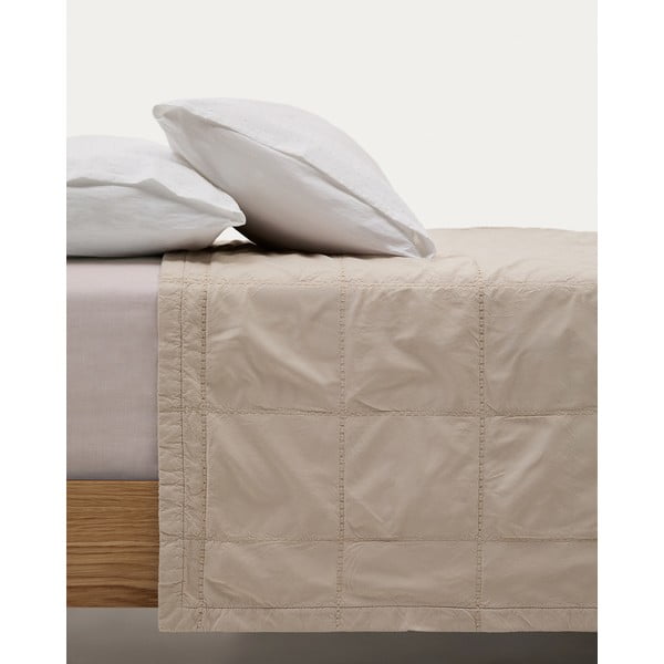 Világosbarna pamut steppelt ágytakaró 180x260 cm Isor – Kave Home-image-3