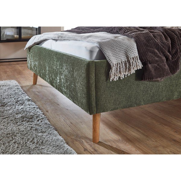 Khaki kárpitozott ágyneműtartós franciaágy ágyráccsal 180x200 cm Nova – Meise Möbel-image-4