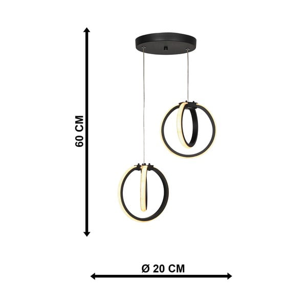 Fekete fém LED függőlámpa ø 20 cm Sezen – Squid Lighting-image-4