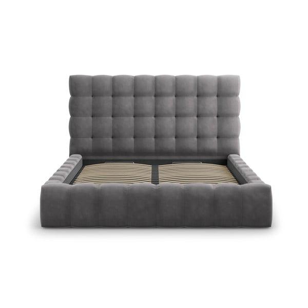 Szürke kárpitozott franciaágy tárolóhellyel, ágyráccsal 180x200 cm Bali – Cosmopolitan Design-image-3