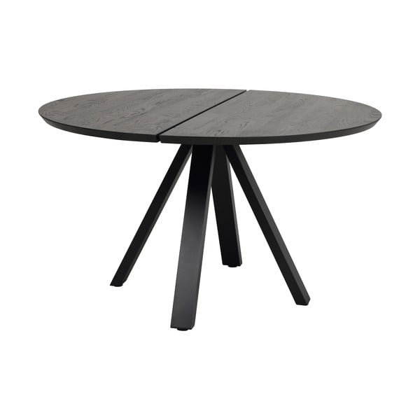 Fekete kerek étkezőasztal tölgyfa asztallappal ø 130 cm Carradale – Rowico