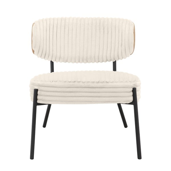 Krémszínű kordbársony fotel lábtartóval Jerry – Støraa-image-3