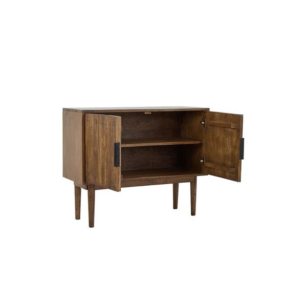 Sötétbarna alacsony tömörfa komód 100x80 cm Bitika – Light & Living-image-4