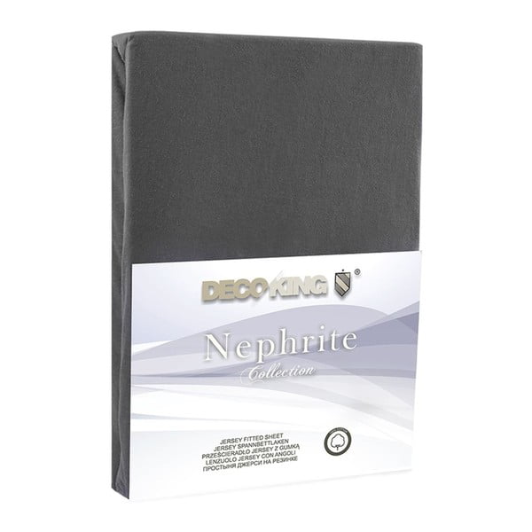 Nephrite sötétszürke gumis lepedő, 180/200 x 200 cm - DecoKing-image-1