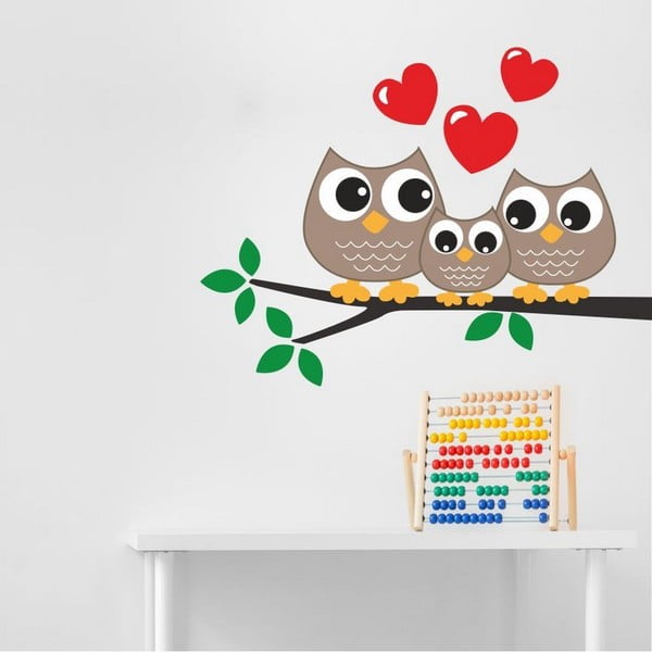 Owl Family dekoratív falmatrica