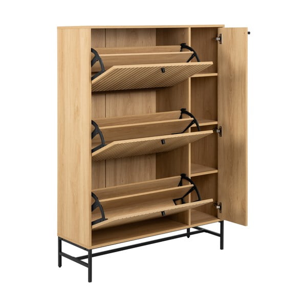 Natúr színű billenő ajtós cipőtartó tölgyfa dekorral 99x140x35 cm Albany  – Actona-image-3