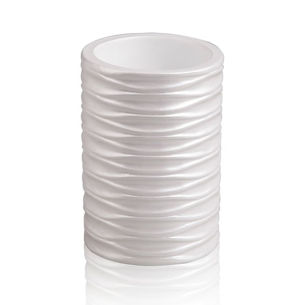 Fehér poligyanta fogkefetartó pohár Wave - Tomasucci