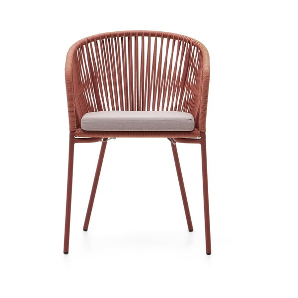 Terrakotta színű fém-párnázott kerti szék Yanet – Kave Home-image-2