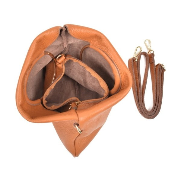 Pergon Cross konyak barna bőr kézitáska - Luisa Vannini-image-2