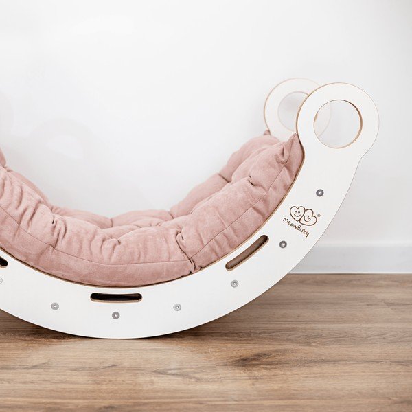 Fehér-rózsaszín borovi fenyő hinta 39x75x38 cm Montessori – Meowbaby-image-2