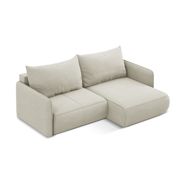 Krémszínű kinyitható-tárolóhelyes sarokkanapé (jobb oldali) Nanea – Makamii-image-4