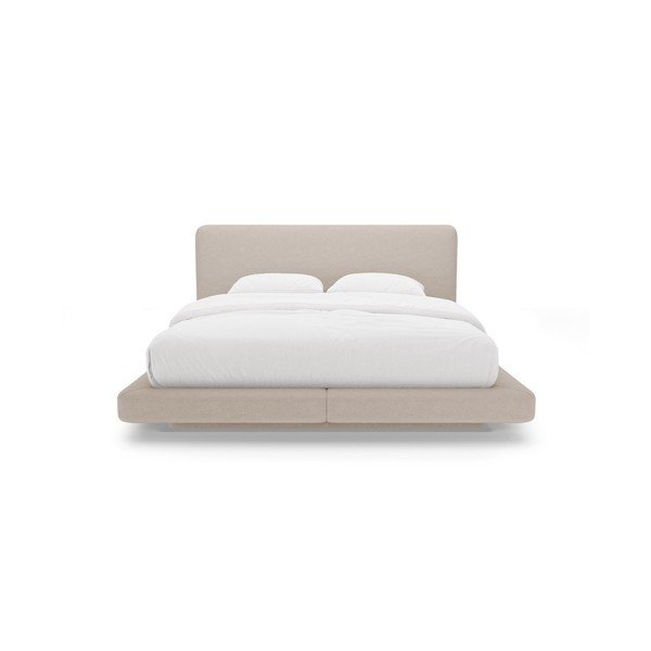 Világosbarna kárpitozott franciaágy 160x200 cm Linea – Micadoni -image-3