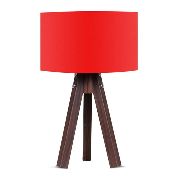 Kahve asztali lámpa piros lámpaburával - Kate Louise
