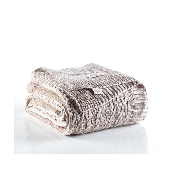 Knit szürkésbézs pamut ágytakaró, 220 x 240 cm - Homemania Decor-image-1